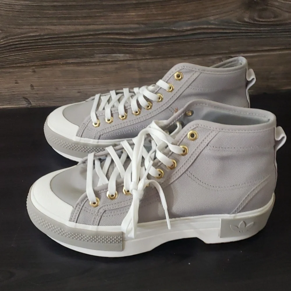 New‎ Adidas Nizza Trek Womens Shoes Size 7.5 Platforms High Tops Neutral Scandi